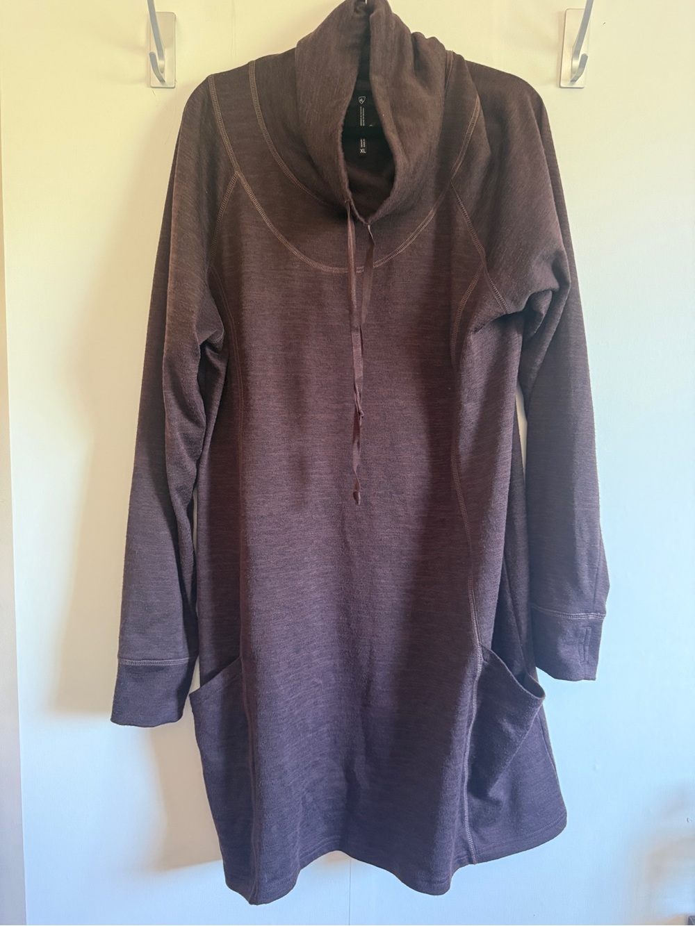 KÜHL Women’s Long Sleeve Cowl Neck Sweater Dress Tunic XL Brown Pockets